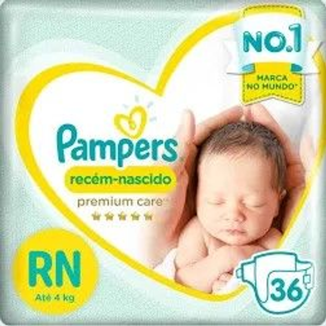 Pacote de fraldas RN 36 un pampers