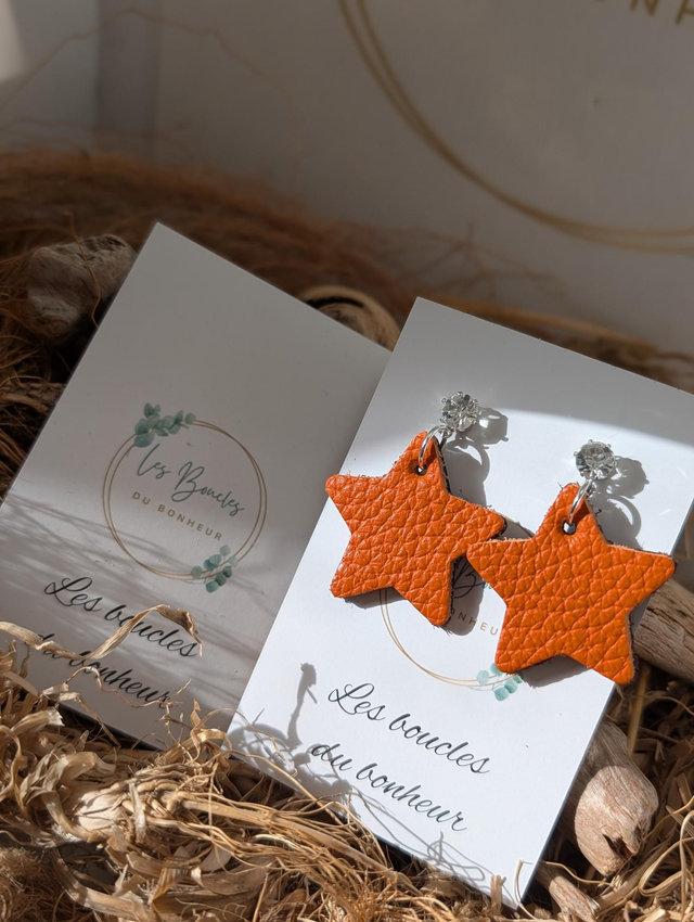 Boucles d&#039;oreilles Petite étoile orange st035