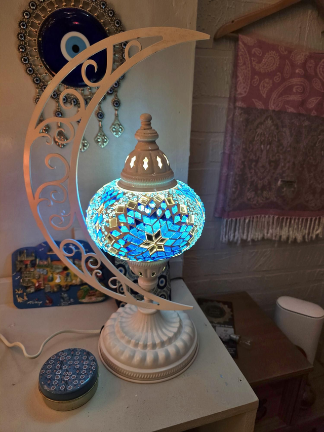 Large Mosaic Moon Table Lamp