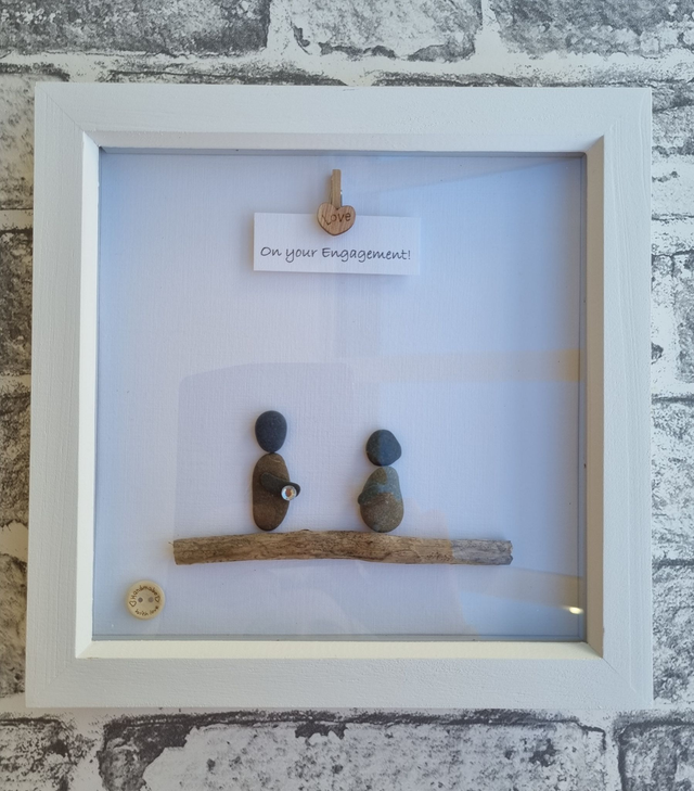 Irish, Hand Crafted, Personalised Engagement Pebble Art Picture
