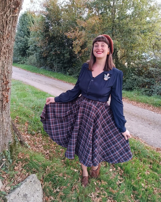 Jupe swing carreaux "Sophie"