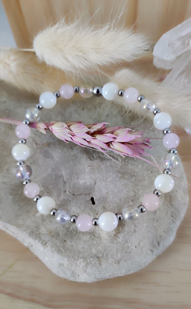 Bracelet "Bien-être" en Nacre et Quartz rose