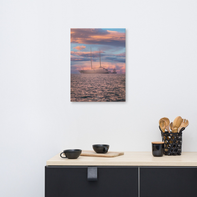  Canvas landscape boat sunset 