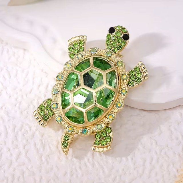 Tortoise Rhinestone Brooch