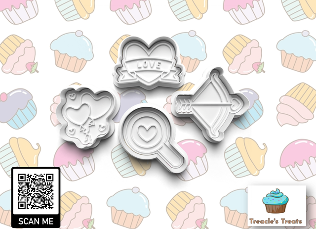 Valentines Theme Fondant/cookie stamps with cutters (Set 3)