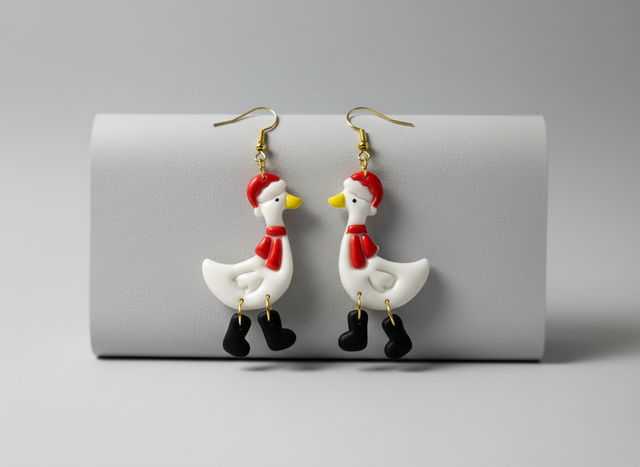 Handgjorda Julörhängen – Gås i Tomteluva