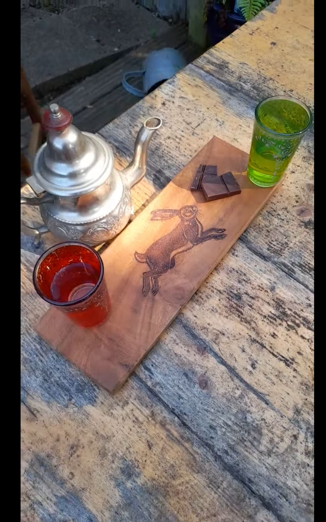 Running Hare Small Tea Tray / Display Stand - Reclaimed Hardwood