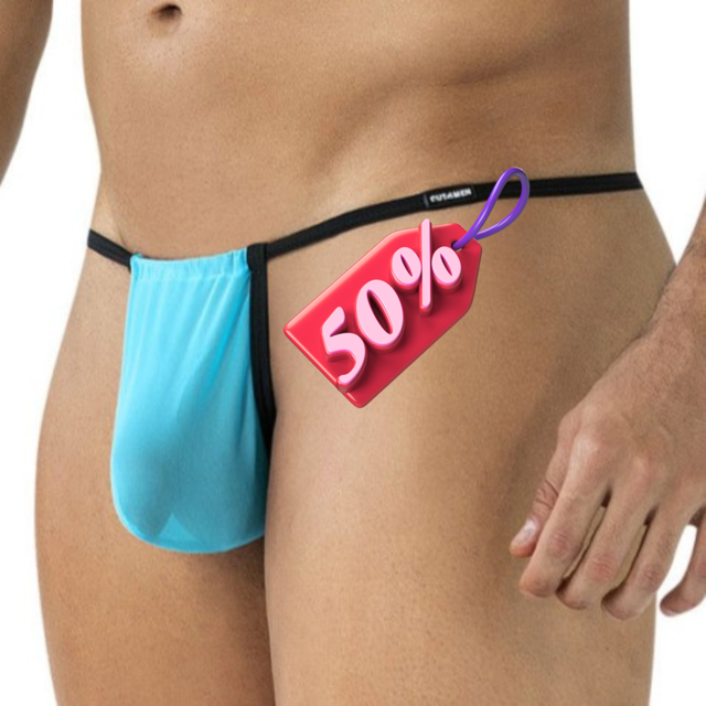 GLOW Mesh V-String Pouch Ajustable Turquoise