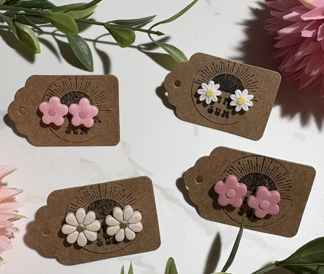 Handmade Flower Clay Studs