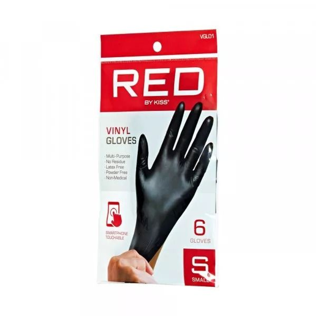 RED BY KISS: 6PCS BLACK VINYL GLOVES - SMALL (VGL01)