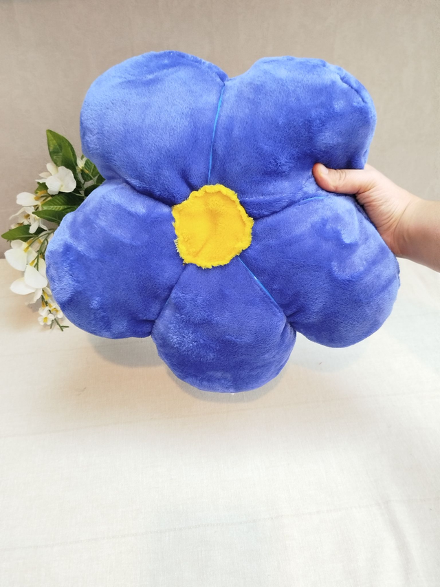 Coussin fleur bleu nuit pistil double face