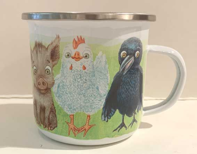 Emailletasse "Happy Animals" / Enamel Mug "Happy Animals" (weiß)