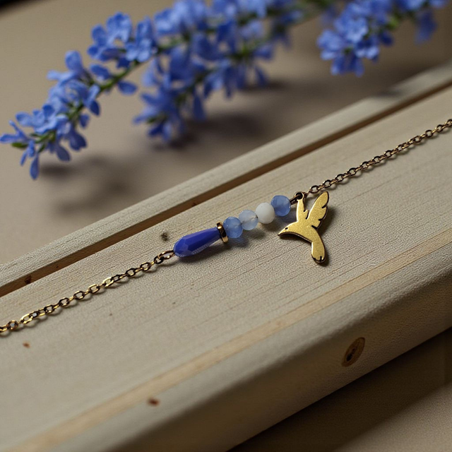 Bracelet acier inoxydable bleu saphir et doré