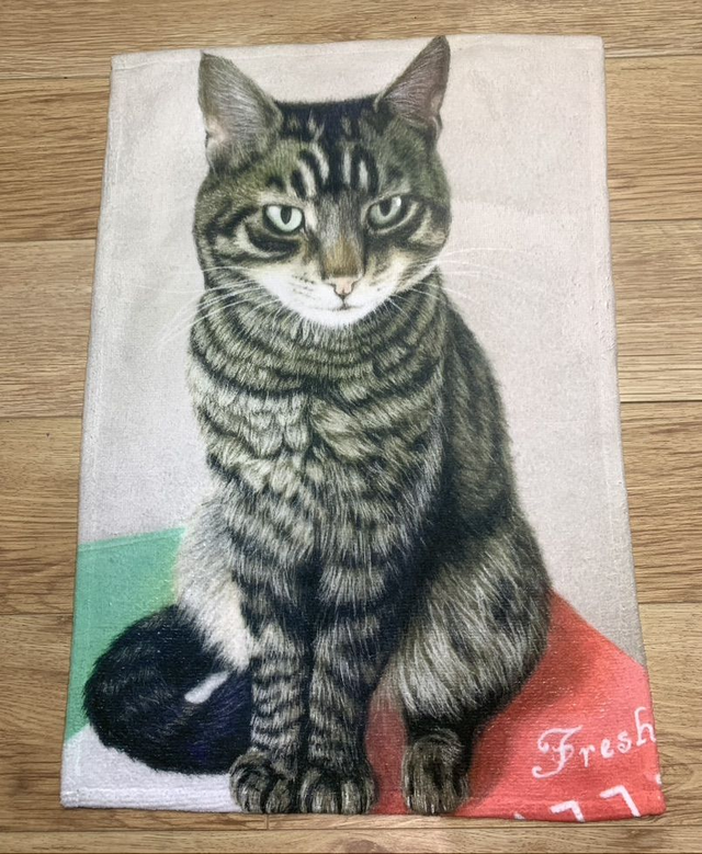 Tea towel - 40 x 60cm with Tabby Cat design