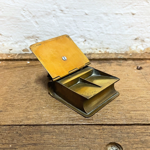 Victorian Brass Novelty Stamp Box with Bear Finial England or Continental Europe, circa 1890–1910