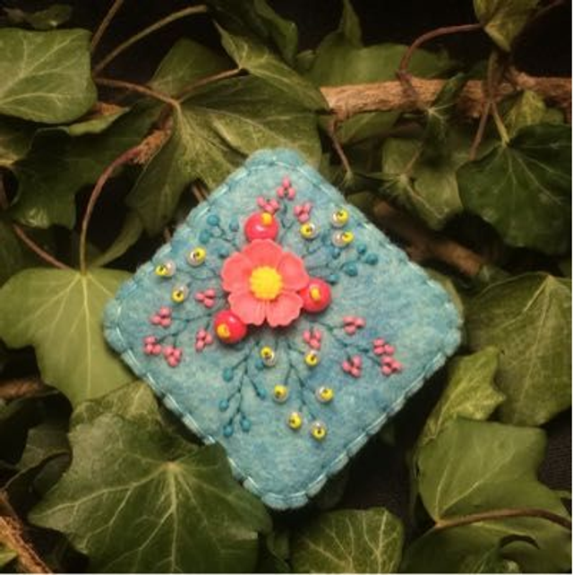 Broche Menthe Givrée/Rose Losange 