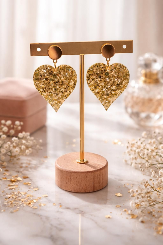 Boucles d'oreilles cœur- Collection Champagne 