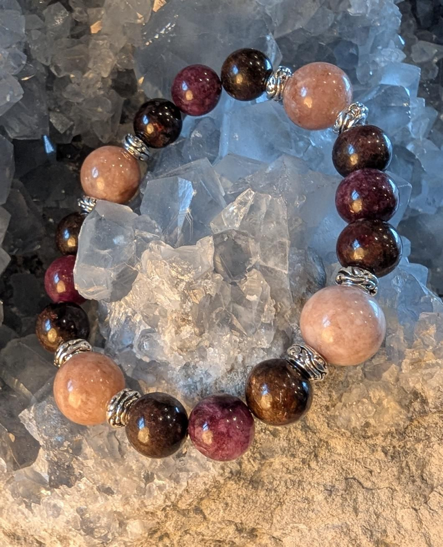 Pierre de Soleil, Grenat, Lépidolite 