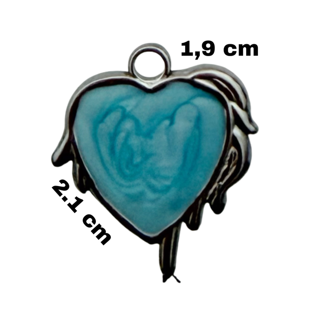 Charm cuore sciolto smaltato celeste 