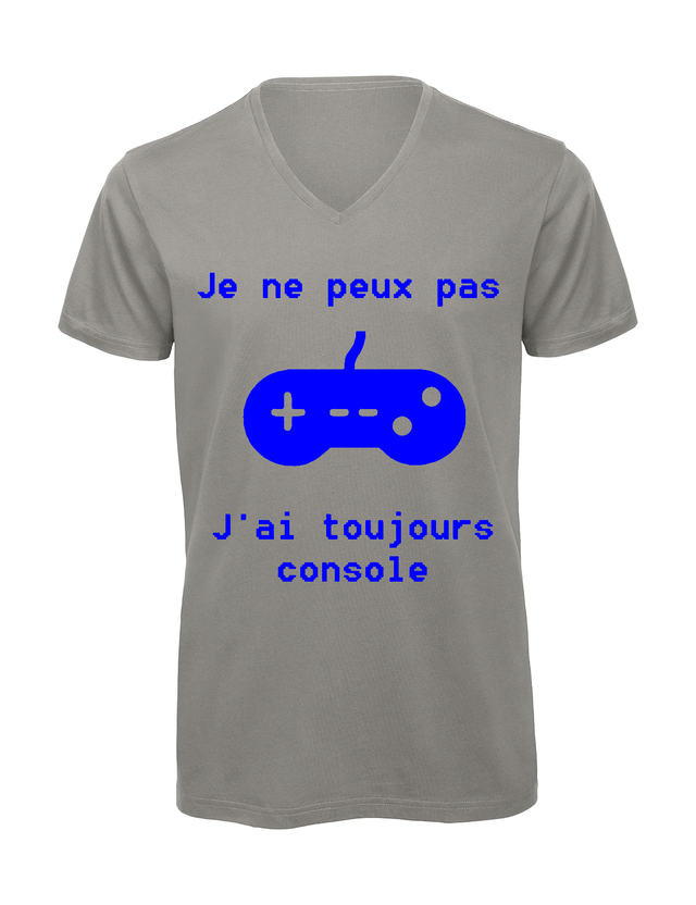 T-shirt homme col v "Je peux pas j'ai toujours console"