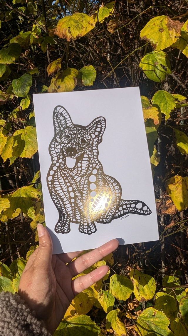 Corgi Foil Print