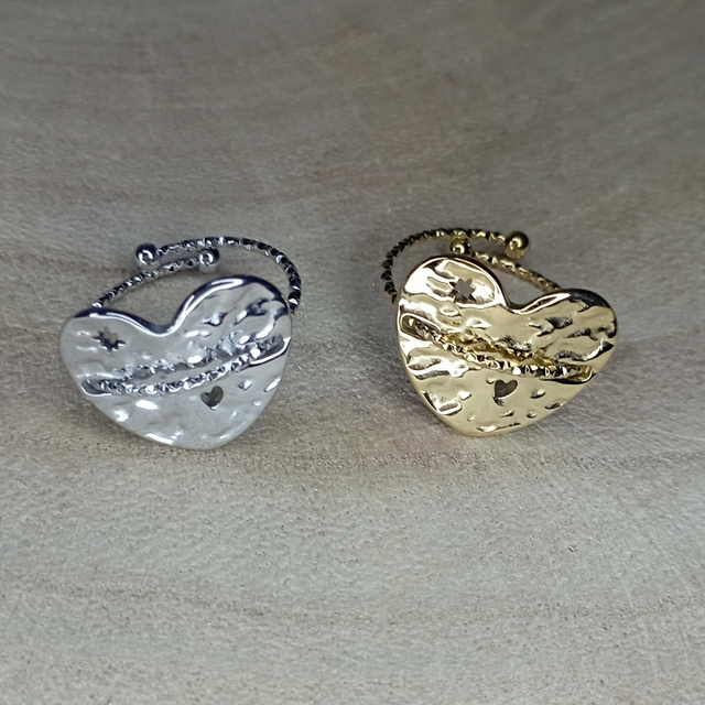 Bague martelée coeur