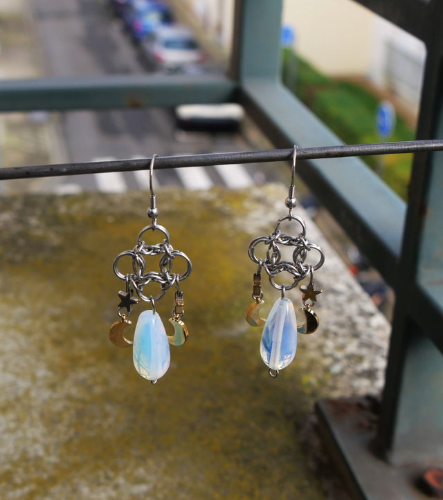 Boucles d'oreille Lunes et étoiles