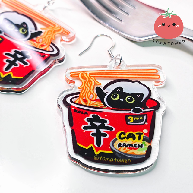 s925 Silver Acrylic Earrings: Shin Ramen cup noodles Kola