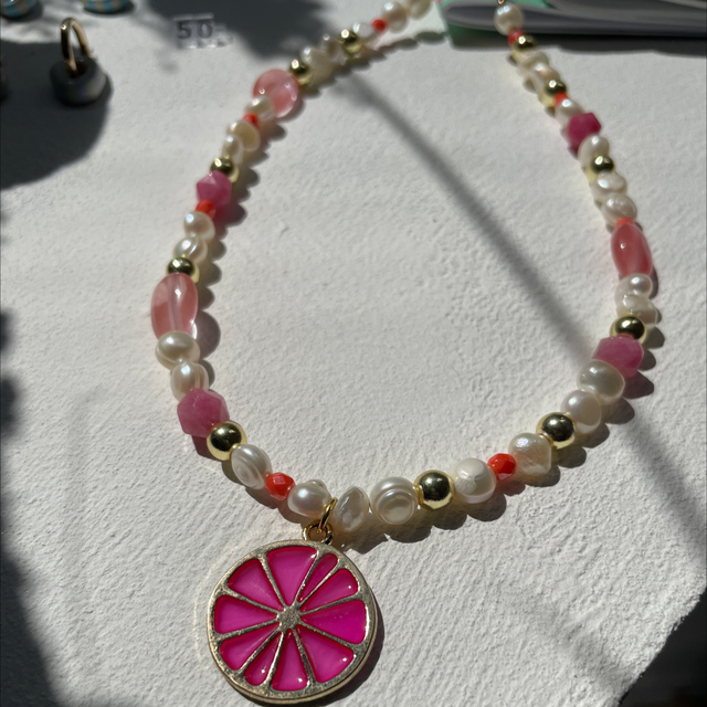 Collier Citrus rose Yucca bijoux 