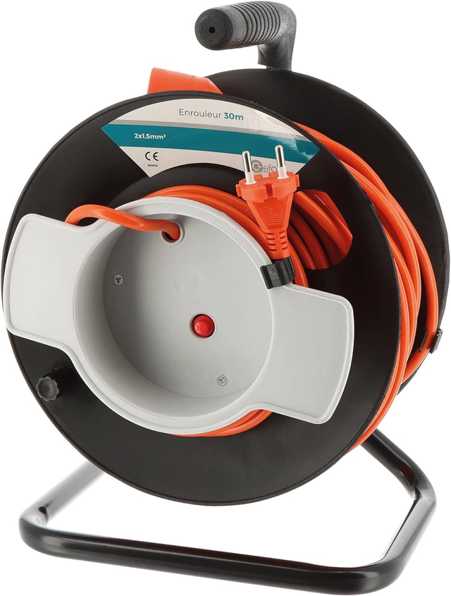 Enrouleur électrique de jardin, 30 mètres, câble 2x1.5mm²