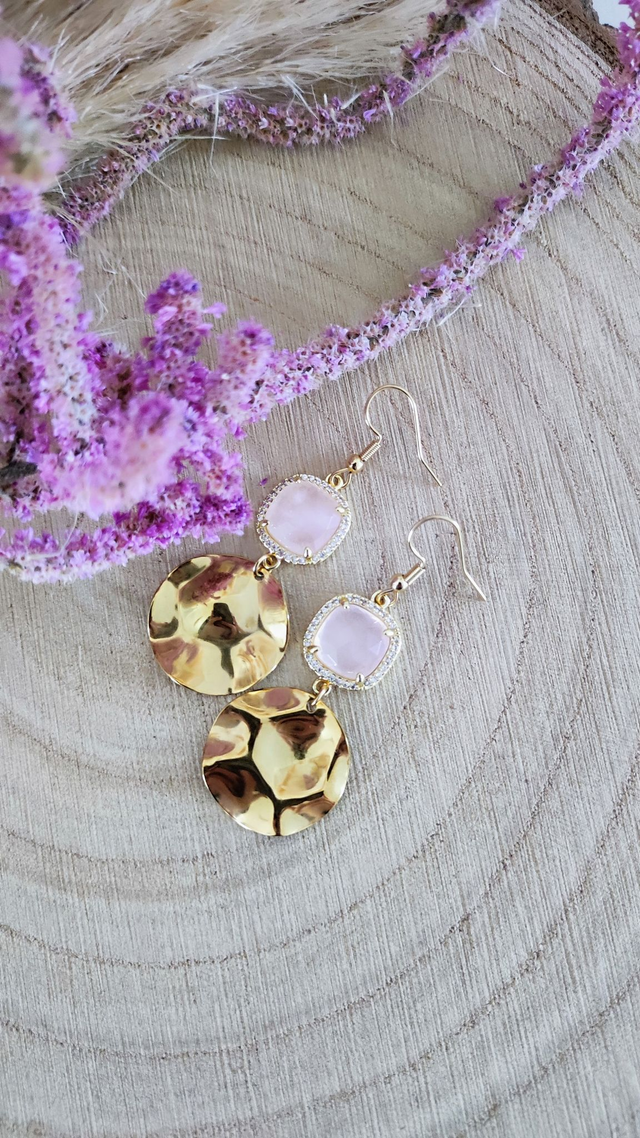 Boucles d'oreilles "Éclat" Quartz rose