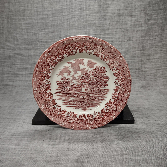 W.H. Grindley | Dessertbord Gebaksbord (diameter 17,5 cm | hoogte 2,0 cm) met &#039;Country Style&#039; motief in roze kleur | Vintage
