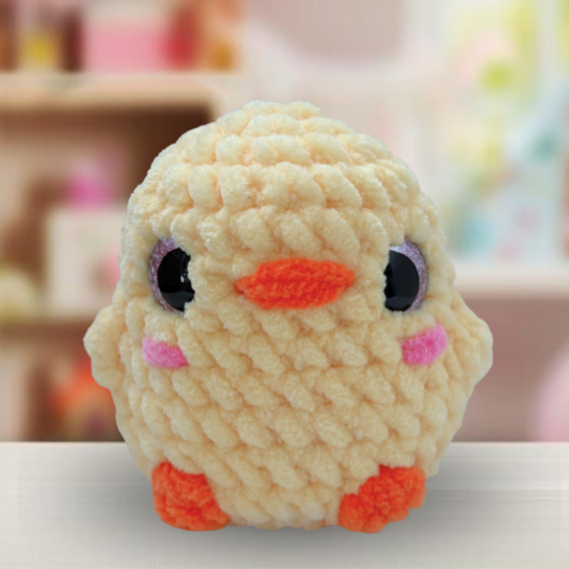 Crochet Chenille Bird Friend, Chick, Ukca tested