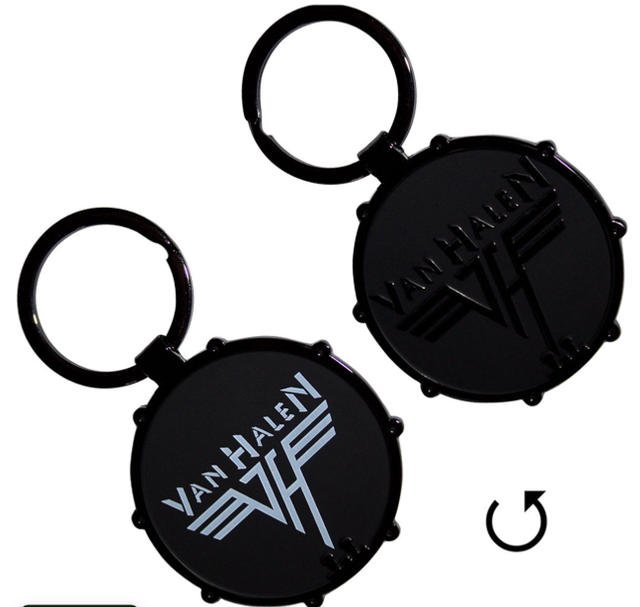 Van Halen Keychain: Retro Logo Drum (Double-Sided)