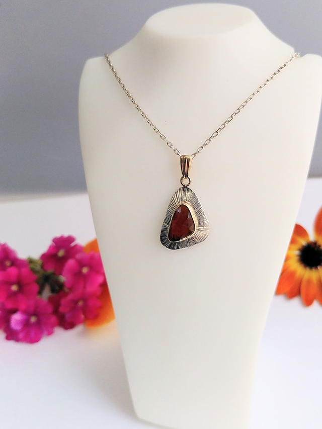 Gold and Silver Garnet Pendant