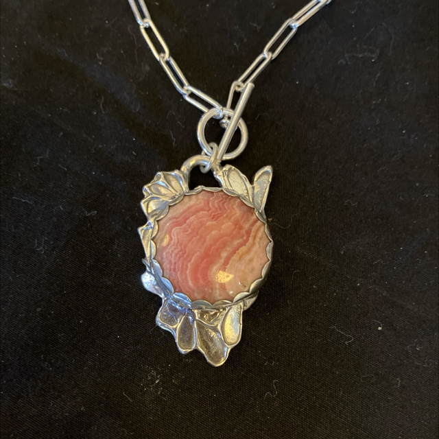 Rose rhodochrysite pendant