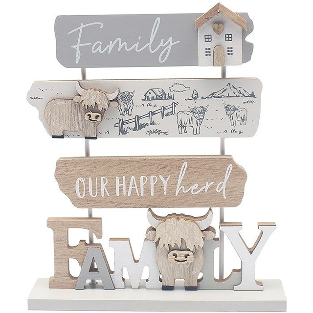 Lesser & Pavey Love & Affection Highland Cow Wooden Plaque