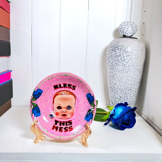 "Bless This Mess" Pink Upcycled Trinket Dish - House of Frisson