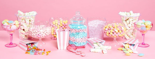 Stocked sweet jars x 8, with metal scoops