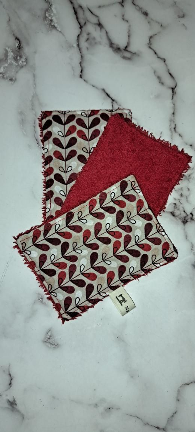 Papier toilette lavable 10 feuilles fleuri rouge