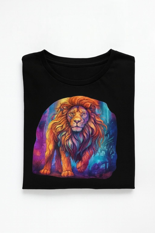 T-shirt lion coloré 