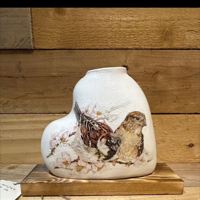 Bird Heart Shaped Vase 