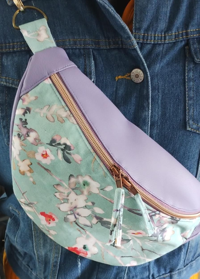 sac Banane coton simili + poche zip arrière