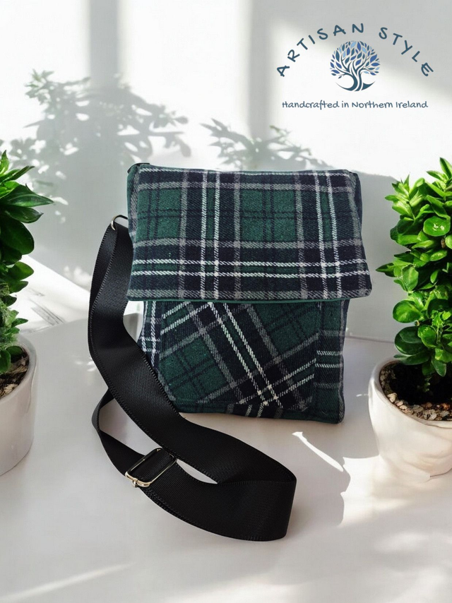 Wool Crossbody - Green Plaid