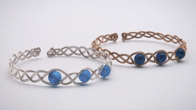 Bracelet tressé 3 agates bleues