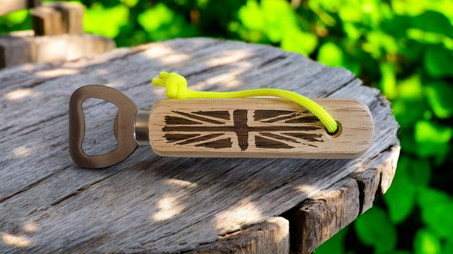 Wooden Handled Bottle Opener - Ragged Union Flag