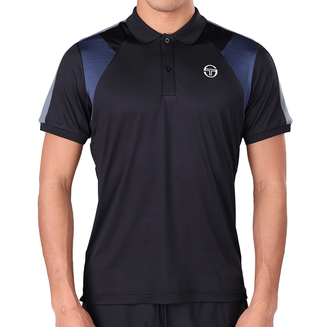 Polo Manches Courtes A Bandes Apice 41153 Noir gris bleu