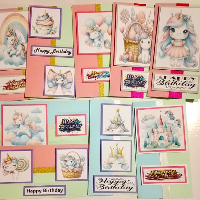 Handmade Girls Cute Unicorn Birthday Card - 9 Designs
