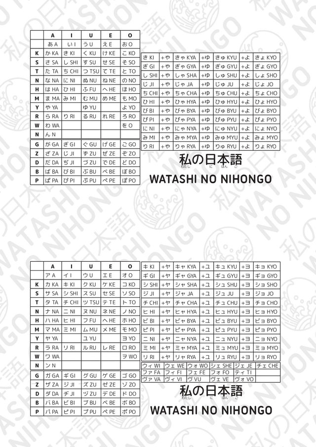 Lámina Plastificada Hiragana/Katakana