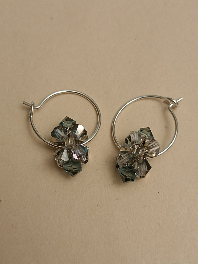 Fleur de verre - Argent - Bleu/Gris